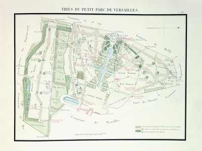 Kartta Versaillesin pienestä puistosta, 1818-1819 tekijältä French School