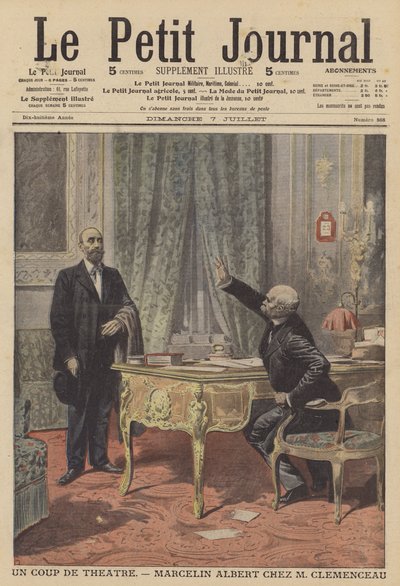 Marcelin Albert tapaa Ranskan pääministerin Georges Clemenceaun (väri litho) tekijältä French School