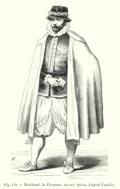 Firenzen kauppias 1500-luvulla; Vecellion jälkeen (kaiverrus) tekijältä French School