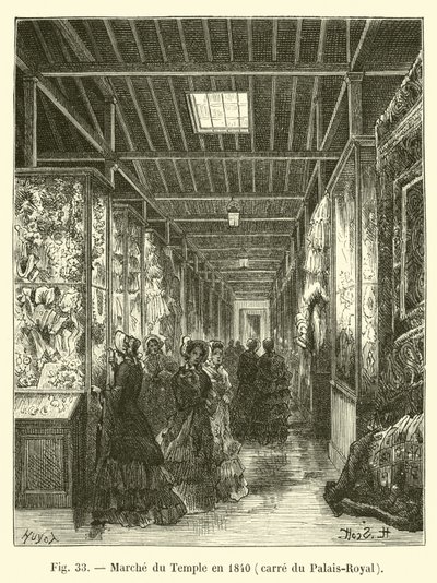 Marche du Temple vuonna 1840, Palais-Royal-aukio tekijältä French School