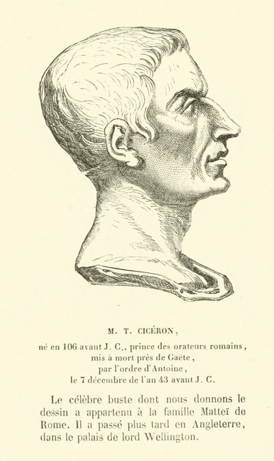 Marcus Tullius Cicero, roomalainen poliitikko, puhuja ja filosofi (kaiverrus) tekijältä French School
