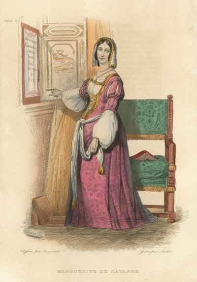 Marguerite de Navarre (värillinen kaiverrus) tekijältä French School