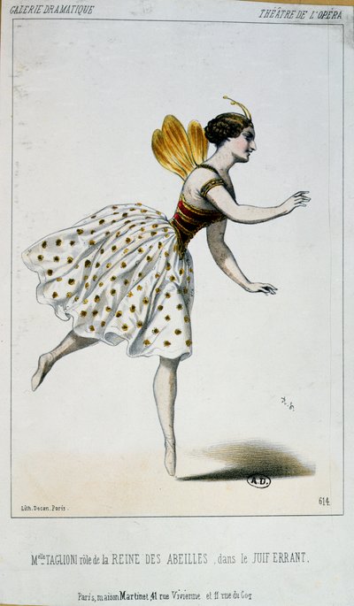 Maria Taglioni (1804-84) kuningatar mehiläisenä Le Juifissa, Jacques Fromental Halevy (1799-1862) n. 1852 tekijältä French School