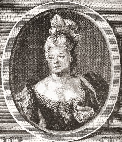 Marianne Duclos de Chateauneuf, 1664 - 1747. Ranskalainen koomikko. Les Heures Libres, julkaistu 1908. tekijältä French School