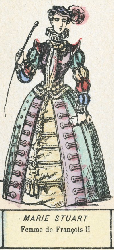 Mary Stuart, Francois II:n vaimo (värillinen kaiverrus) tekijältä French School