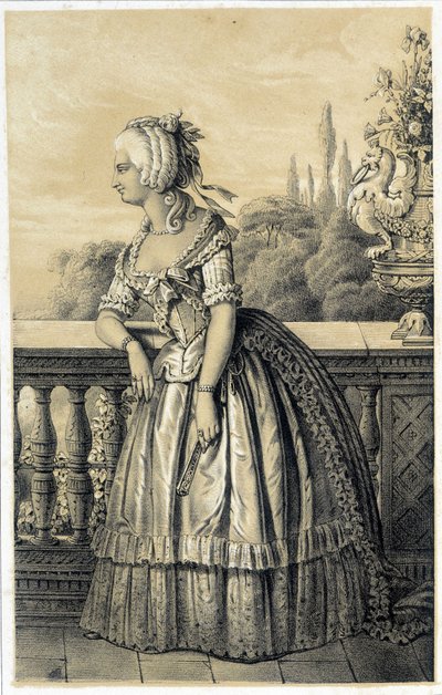 Marie Therese de Savoie Carignan (1749-1792), Lamballen prinsessa - "Ranskan vallankumouksen historiallisessa galleriassa", Albert Maurin, toim. Pariisi 1843 tekijältä French School