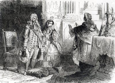 Ludvig XIV:n ja Madame de Maintenonin avioliitto tekijältä French School