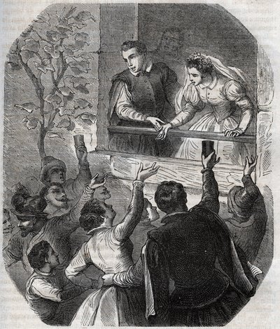 Martin Guerren (noin 1524) ja Bertrande de Rolsin avioliitto Artigatissa (Ariege) 15. toukokuuta 1539. Henry de Kockin (1819-1892) kaiverrus vuodelta 1871 teokseen "Histoire Des Cocuses Celebres". tekijältä French School