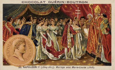 Napoleonin ja Itävallan Marie Louisen avioliitto (chromolitho) tekijältä French School