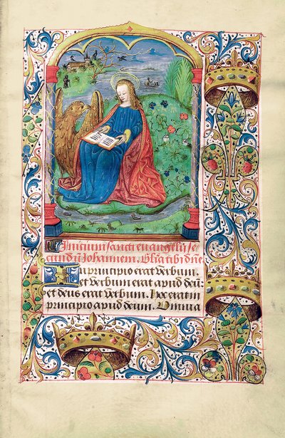Maria Magdelene erämaassa, kuvitus teoksesta "Tuntien kirja, Langresin käyttö", n. 1500 tekijältä French School