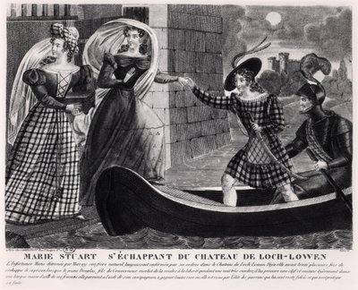 Mary Stuart (1542-87) pakenemassa Loch Levenin linnasta tekijältä French School