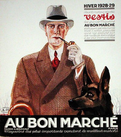 Miesten muoti, "Au Bon Marche", talvi 1928-29 (väri litho) tekijältä French School