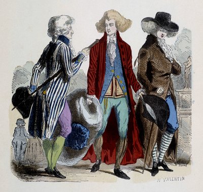 Miesten muoti Pariisissa vuonna 1787. tekijältä French School