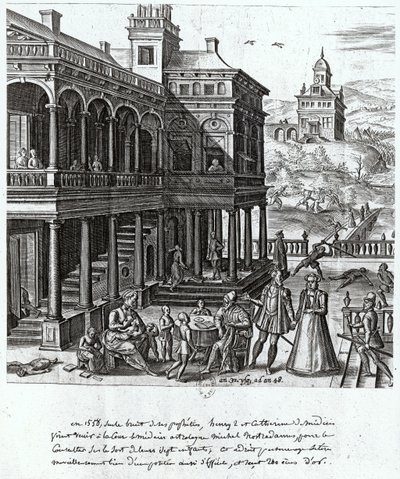 Michel de Nostradamea (1503-66) kuullaan Catherine de Medicin (1519-89) ja Henri II:n (1519-59) seitsemän lapsen kohtalosta 1548 tekijältä French School