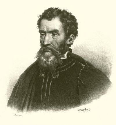 Michelangelo, muotokuva (kaiverrus) tekijältä French School
