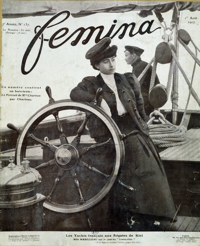 Miss Mabilleau jahdin "" Louise-Alice""" sillalla Kielin regatassa - "" Feminassa" 1.8.1907 tekijältä French School