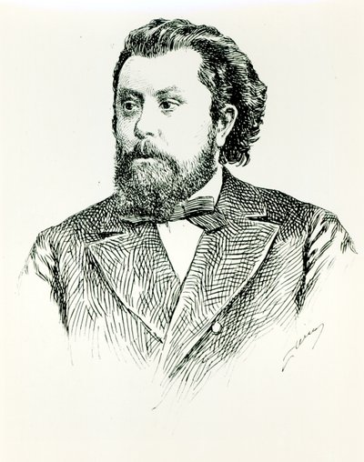 Modest Petrovich Moussorgsky (1835-81), kuvitus Albert Soubiesin LHistoire de la Musique en Russiesta, julkaistu Pariisissa, 1898 tekijältä French School
