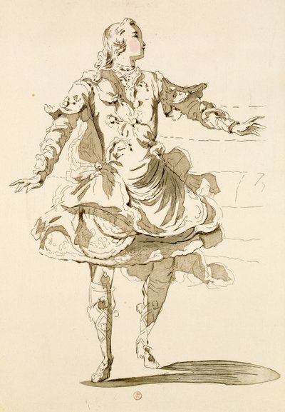 Monsieur Jeliotte Pygmalionina, Bygmalionissa, Lamotten libretto, säveltäjä Jean-Philippe Rameau (1683-1764) 1748 (värikaiverrus) tekijältä French School