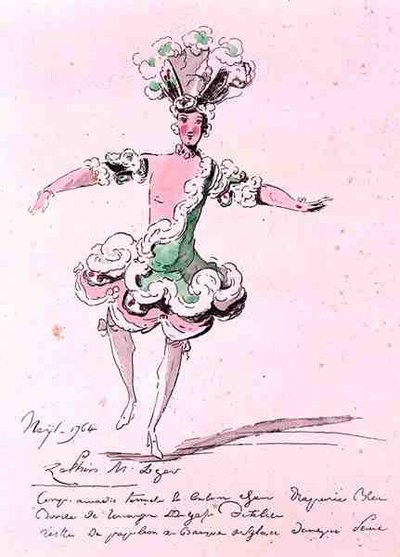 Monsieur Leger Zephyrin roolissa Naisissa, Cahusacin libretto, säveltäjä Jean-Philippe Rameau (1683-1764) 1764 (värikaiverrus) tekijältä French School