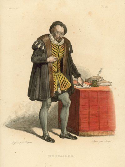 Montaigne (värillinen kaiverrus) tekijältä French School
