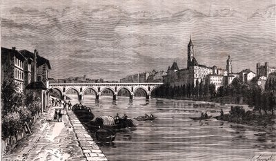 Montauban - Languedoc-Roussillon-Midi-Pyreneet - kaiverrus "La France illustree: maantiede, historia, tilastohallinto" V.-A. Maltaanruskea. 1884 tekijältä French School