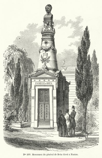 Muistomerkki Nantesissa ranskalaiselle kenraalille Jean Baptiste Fidele Brealle, jonka vallankumoukselliset teloittivat kesäkuun kansannousun aikana Pariisissa vuonna 1848 (kaiverrus) tekijältä French School