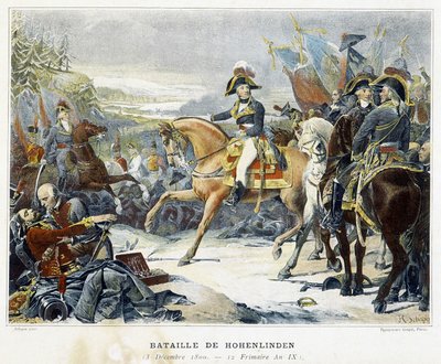 Moreaun voitto arkkiherttua Jeanin komentamista itävaltalaisista 3. joulukuuta 1800 Hohenlindenin taistelussa (Baviere - Saksa). tekijältä French School