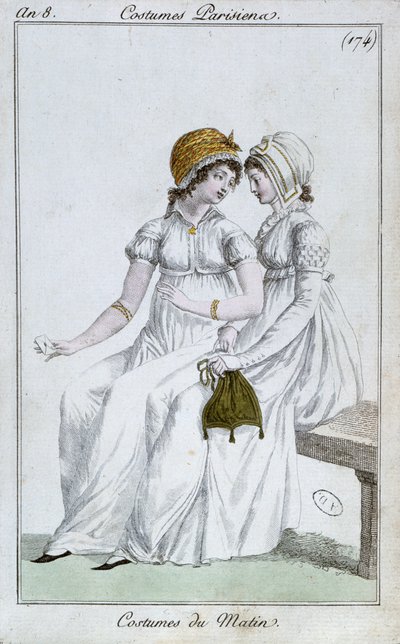 Aamupuku, muotilautanen Costumes Parisiensilta, 1800 tekijältä French School