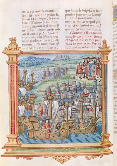 Ms.18 f.109v Englannin Edward IV laskeutumassa Calais