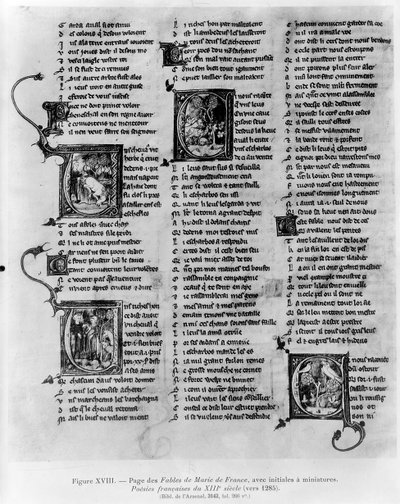 Ms.3142 fol.266 Fables by Marie de France (fl.12th century), ranskalaisten runojen antologiasta, n. 1280-1290 tekijältä French School