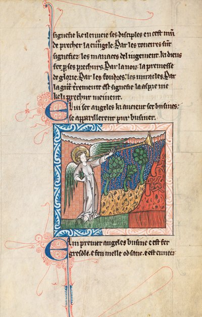 Ms65 f27v, Commentary on the Apocalypse of St John, 1200-luvun loppu (kynä & muste ja tempera perunakalvolla) tekijältä French School