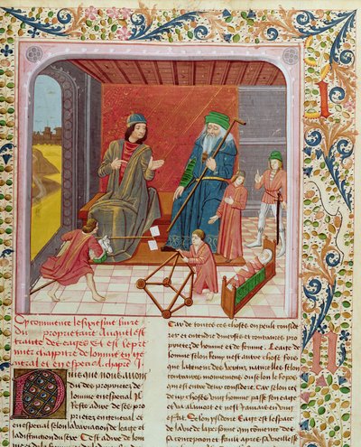 Ms.Fr.218 The Six Ages of Man from Des Proprietez des Choses, Bartholomeus Anglicus tekijältä French School