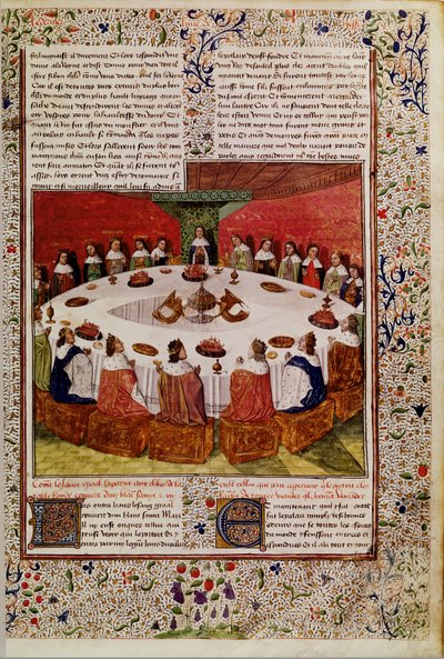 Ms.Fr. 112 f.5 Pyhän Graalin ilmestyminen Queste del Saint Graalista, n. 1470 tekijältä French School