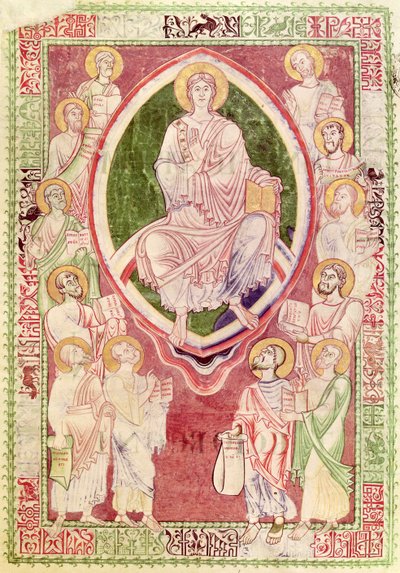Ms 132 fol.2r Kristus kahdentoista pienemmän profeetan kanssa, St. Jerome