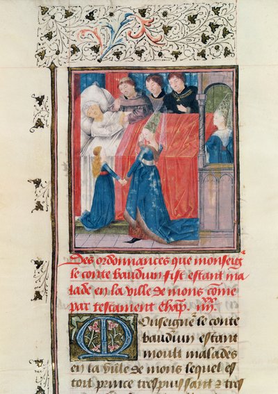 Ms 149 t.3 fol.163 Hainaultin kreivi Baldwin V:n lopullinen sairaus tekijältä French School