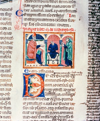 Ms 150 f.61v A Tuomio, Decrets de St. Gregoire IX:stä tekijältä French School