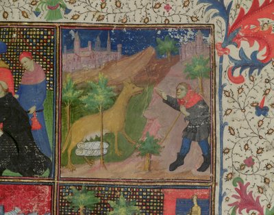 Ms 1595 suden imettämä Romulus ja Remus, kirjasta Dicta et Facts Memorabilia, n. 1475 tekijältä French School