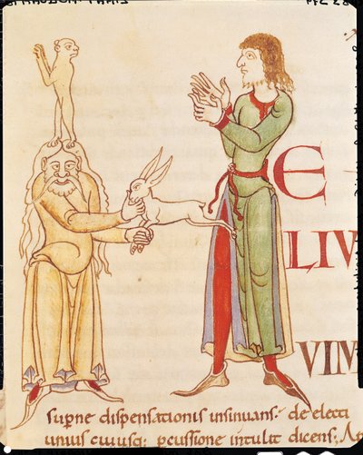 Ms 173 f.66r Alkukirjain H kahden loitsun muodossa, Moralia in Job, paavi Gregorius Suure, Burgundialainen koulu tekijältä French School