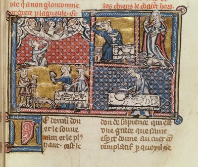 Ms 1895 fol.149 Sivu kirjasta Ranskan paheita ja hyveitä vastaan tekijältä French School
