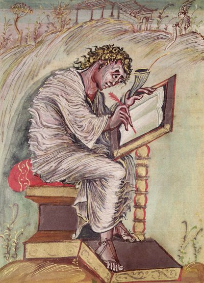 Ms 1 fol.18v St. Matthew, Ebbo Gospels, n.816-835 tekijältä French School