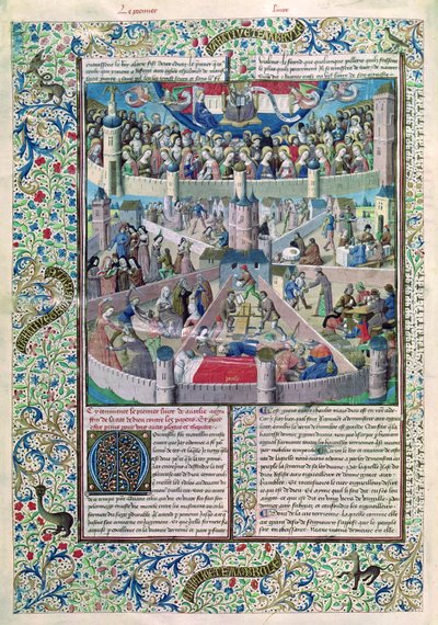 Ms 246 fol.3v Paheet ja hyveet maan päällä, Pyhän Augustinuksen Hippo (354-430) teoksesta De Civitate Dei tekijältä French School