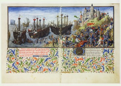 Ms 2617 Amazonien linnaa piiritti Ateenan herttua Theseus La Teseidasta, Giovanni Boccaccio (1313-75) 1340-41 tekijältä French School