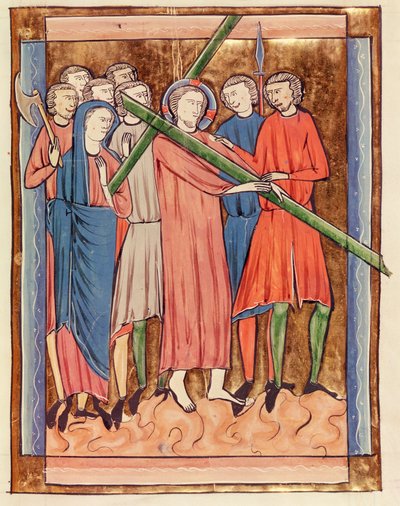Ms 3016 fol.16 Kristus kantaa ristiä, Psautier a lUsage de Paris tekijältä French School