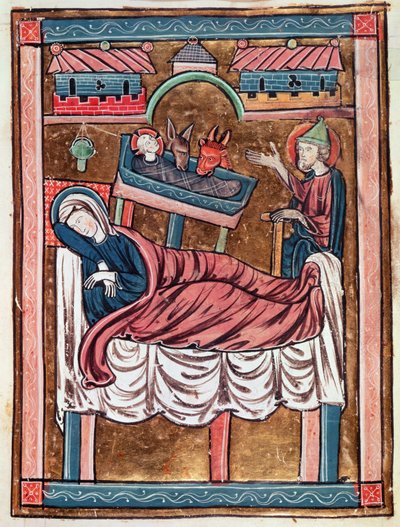 Ms 3016 fol.8 Syntymä, Psautier a lUsage de Paris tekijältä French School