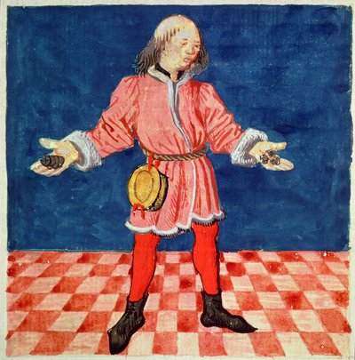 Ms. 3066 fol. 64v The Dice Thrower, Le Livre des echecs moralisesista, kirjoittanut Jacques de Cessoles tekijältä French School