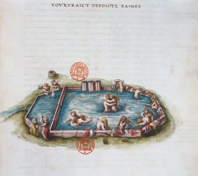 Ms 3243 The Baths of Bourbon lArchambaut, Auvergne, kuvitus Nicolas de Nicolayn Generale Description du Bourbonnais