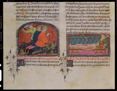 Ms 3682 Pyhän Processuksen ja St. Martinianin mestaus ja Pyhän Erasmuksen marttyyrikuolema, Jacques de Voraginen Legenda Sanctorum Aureasta tekijältä French School