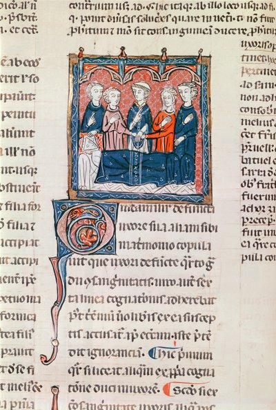 Ms 372 fol.243 Lesken avioliitto, Decrets de Gratien tekijältä French School