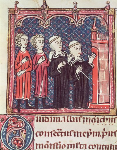 Ms 372 fol.47v Luostarin perusta, Decrets de Gratienilta tekijältä French School