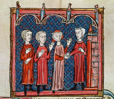 Ms 372 fol.6v Haureus ja papin tekemä rikos, Decrets de Gratien -kirjasta (pergamentti). tekijältä French School